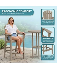 Streamdale 3-Piece Antique Wood Hdpe Indoor/Outdoor Bar Height Bistro Set