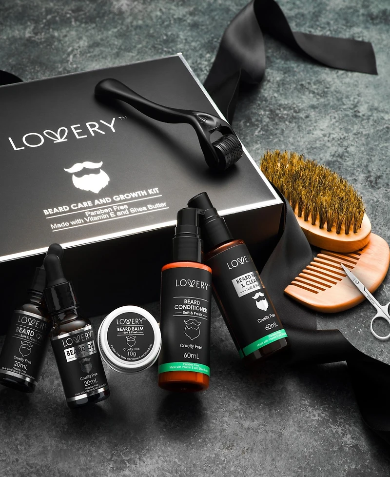 Lovery Men's Beard Grooming and Growth Kit, Beard Trimming Gift Set