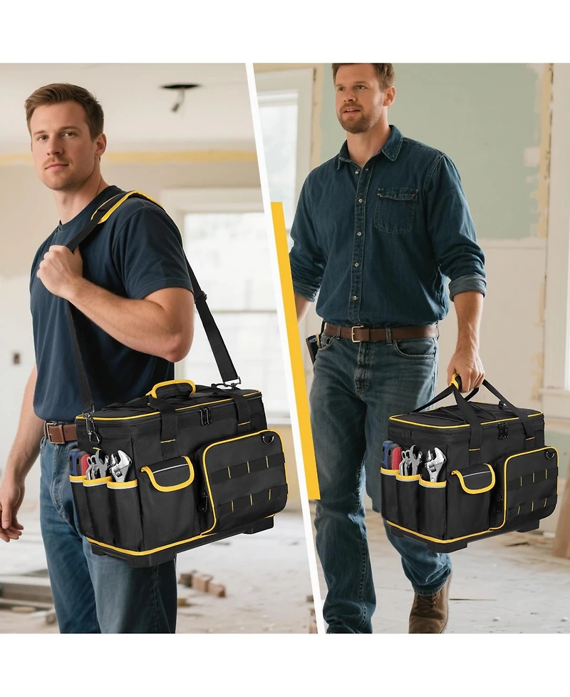 Xdovet Tool Bag Hard Bottom Detachable Divider Heavy Duty Tote Pockets
