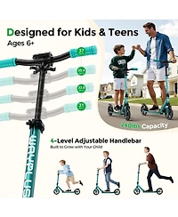 Fed Fitness KS1 Foldable Kick Scooter with Led Light, 6+ Ages, 4 Adjustable Heights, 240 Lbs Max Load, Abec 9 Bearings