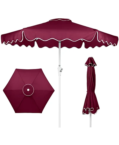 Best Choice Products 7.5feet Patio Market Umbrella with Wavy Trim, Fade-Resistant, Crank and Tilt