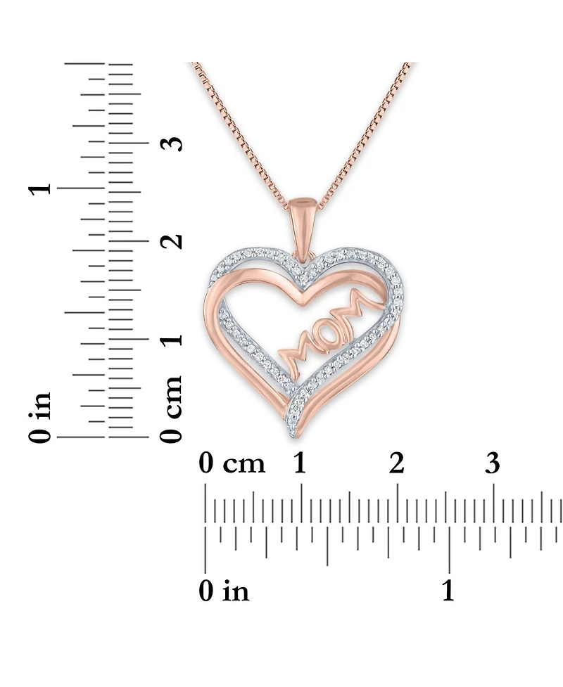 Diamond Mom 18" Pendant Necklace (1/8 ct. t.w.) in 14k Rose Gold Over Sterling Silver