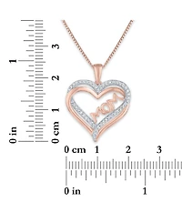 Diamond Mom 18" Pendant Necklace (1/8 ct. t.w.) in 14k Rose Gold Over Sterling Silver