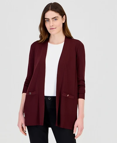 Anne Klein Women's Open-Front Buttoned-Pocket Cardigan