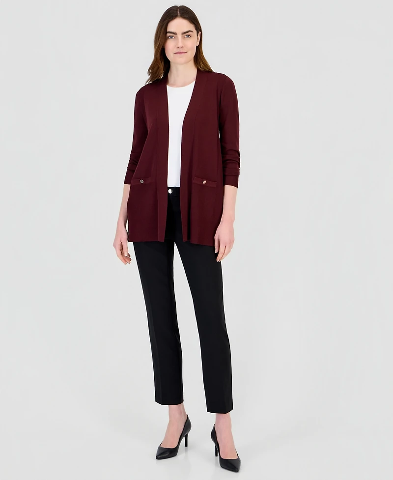 Anne Klein Women's Open-Front Buttoned-Pocket Cardigan
