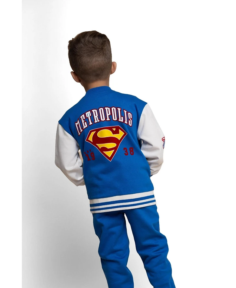 Justice League Toddler Boys Superman 2T- 4T Fleece Varsity Jacket and Pants Set