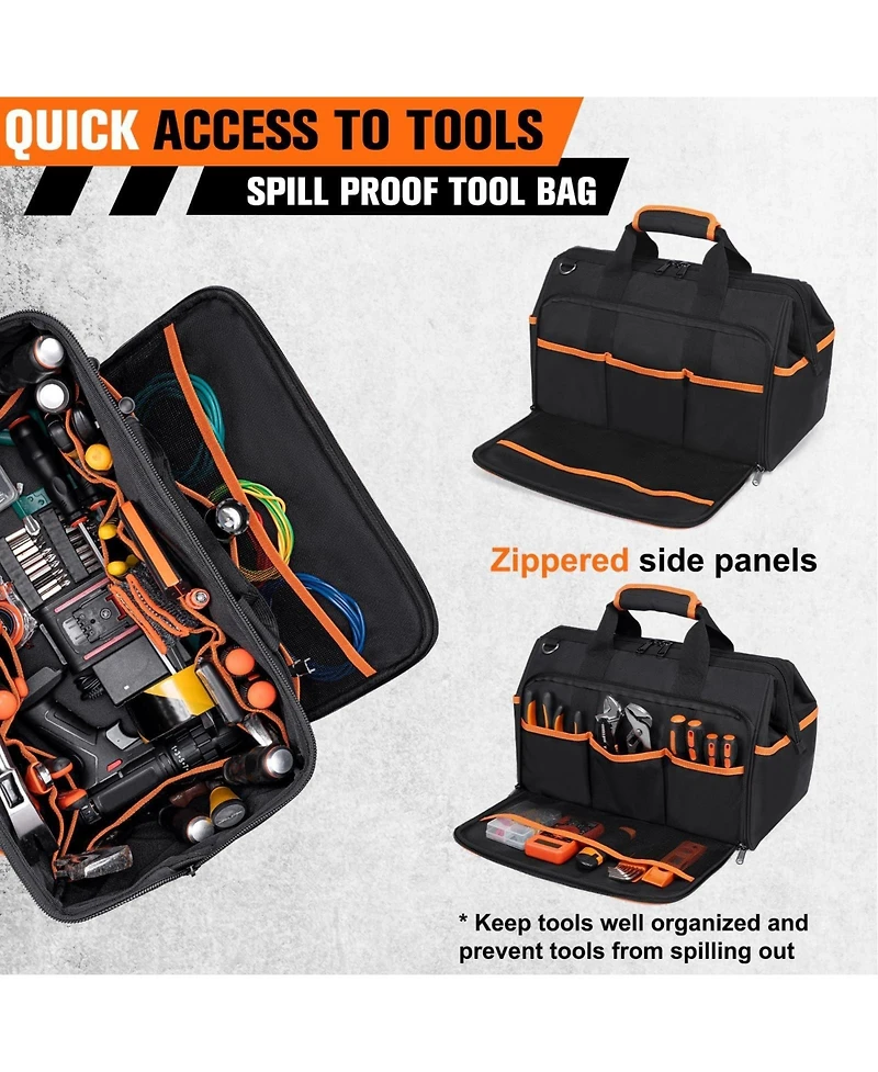 Xdovet Tool Bag 26-Pocket Organizer Adjustable Shoulder Waterproof Foldable Hvac Electrician Mechanic Contractor