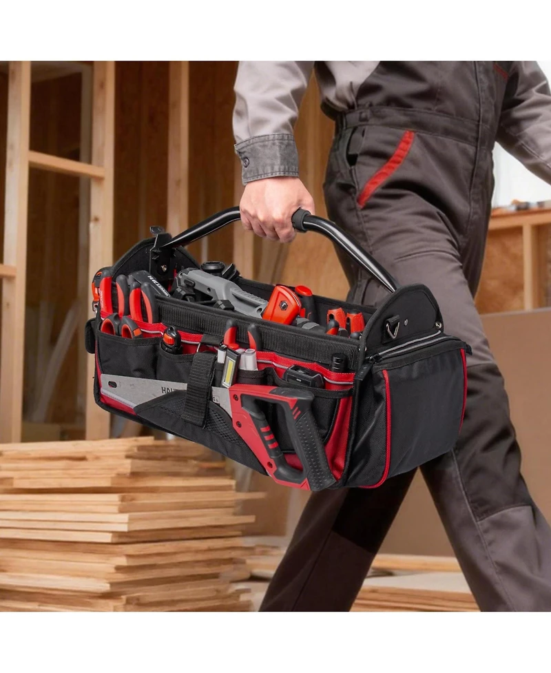 Xdovet Heavy-duty Tool Tote Open Top 39-Pockets Rotating Handle