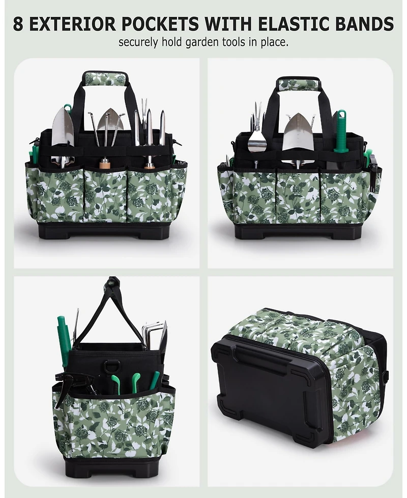 Xdovet Garden Tool Bag Hard Bottom Tote Shoulder Pockets