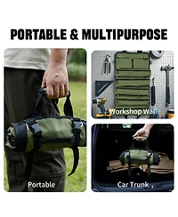 Xdovet Roll Up Tool Bag Organizer 5 Compartments Detachable Pouches Waterproof Electrician Gifts Army Green
