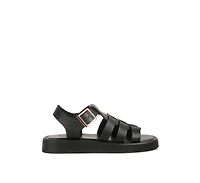 Dacosta Womens Genuine Leather Gladiator Flatform Sandals in Black