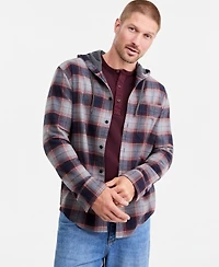 Sun + Stone Men's Gauff Hooded Long-Sleeve Flannel Shirt, Macy's Exclusive