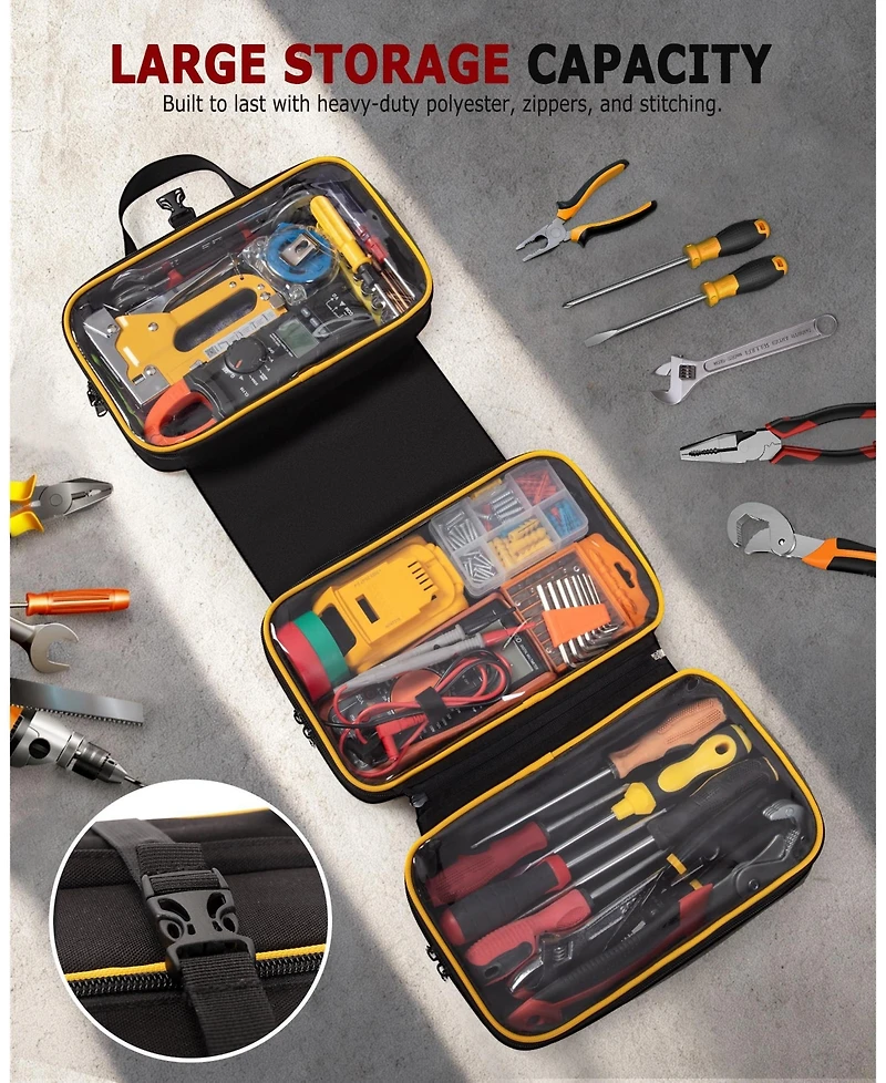 Xdovet Roll Up Tool Bag Tri-fold Organizer Window Cases Detachable