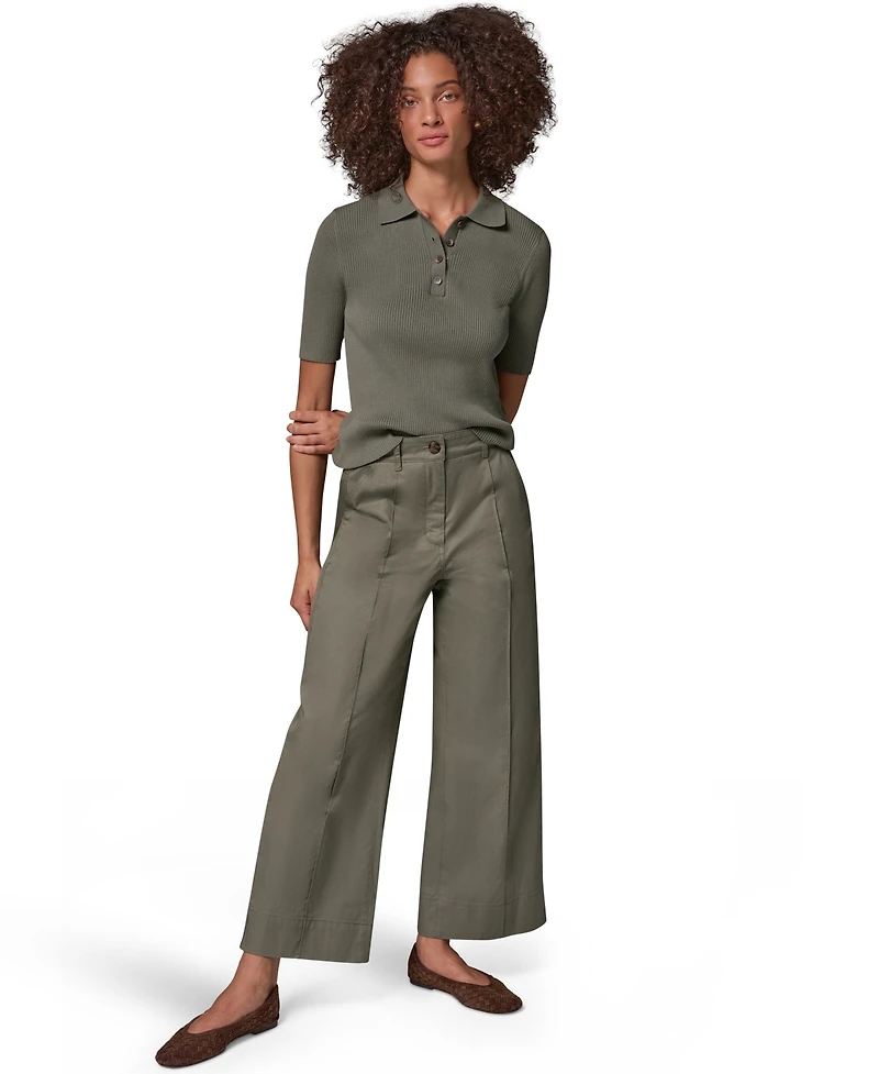 Donna Karan Weekend Women's Cotton Twill Wide-Leg Mid-Rise Pants,
