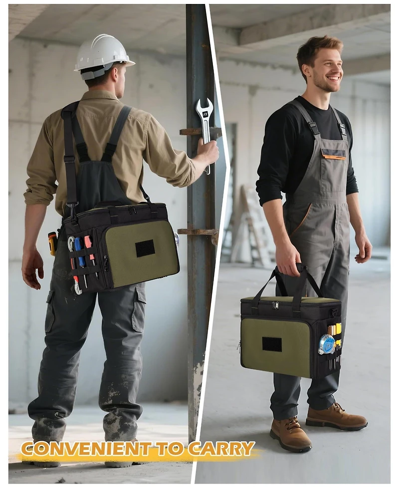 Xdovet 2 Layers Tool Bag With Window Removable Cases Heavy Duty Tote Molle Webbing Detachable Shoulder