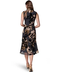 Donna Karan New York women's Printed Velvet Burnout Midi Dress