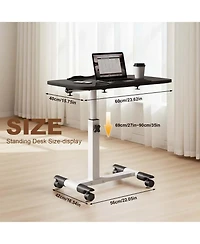homfan Overbed Table with Wheels, Adjustable Height Foldable Rolling Side Table