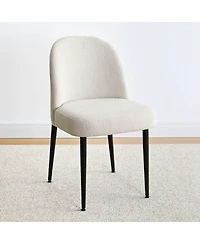 Maison Boucle Modern Upholstered Dining Chair, Kitchen Linen-Blend Upholstery, Comfy Curved Back, Thick Seat Cushion, Metal Legs