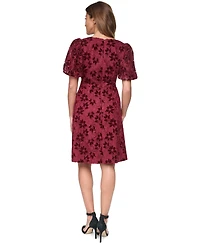 Eliza J Women's V-Neck Puff Sleeve A-Line Dress