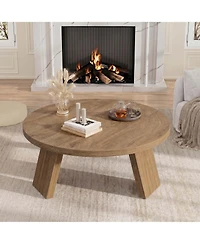 Gaomon 33.5" Round Coffee Table, Modern Center Table with Inclined Legs, Accent Small Cocktail Tables for Living Room, Bedroom, Easy Assembly
