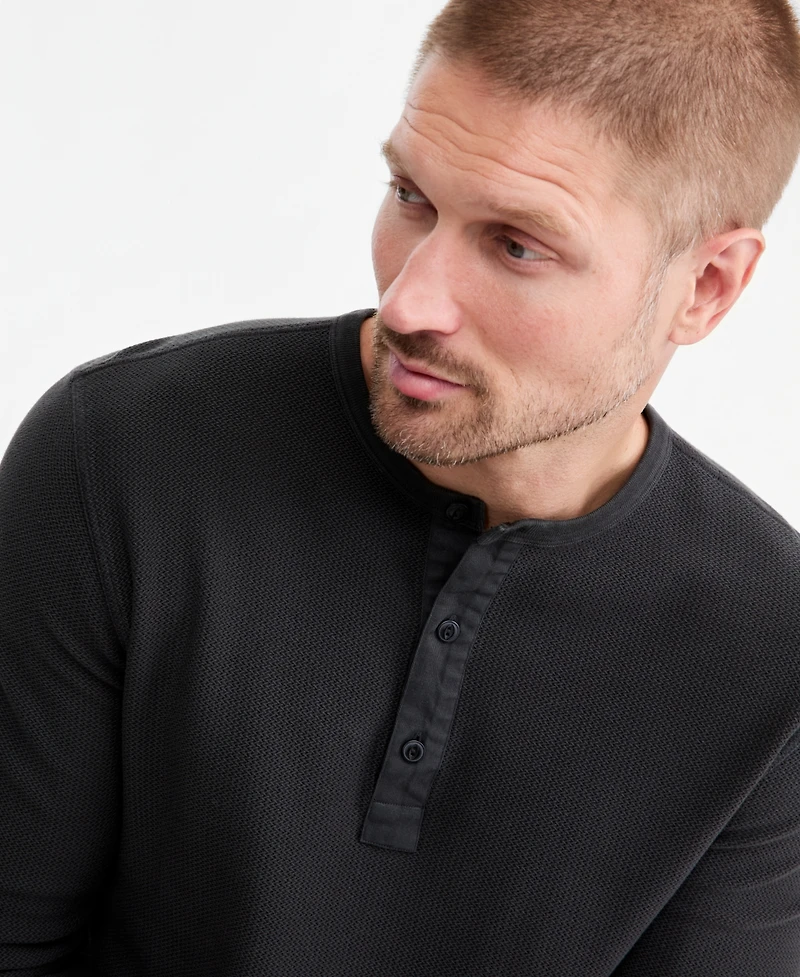 Sun + Stone Men's Thermal-Knit Long-Sleeve Henley, Macy's Exclusive