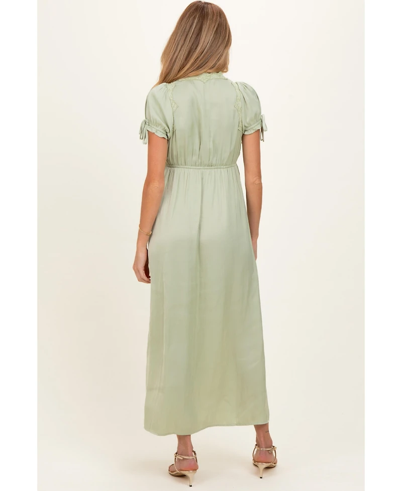 Pinkblush Women's Sage Satin Lace Detail Maxi Dress