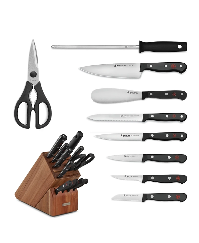 Wusthof 10-Piece Knife Block Set with 15-Slot Acacia Wood Block