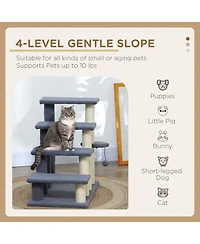 Ruie 4-Level Cat Steps with Sisal Scratching Posts for High Beds