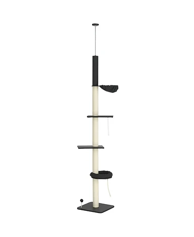 Ruie Floor to Ceiling 5-Tier Cat Tree Tower with Hammock and Cozy Bed