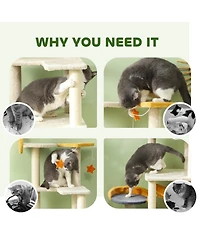 Ruie 63 Inch Moon and Star Cat Tree with Condo Hammock and Scratching Post