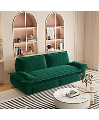 Clihome 73.2 inch 3-in-1 Convertible Velvet Sofa Bed 2-Seat Pull-Out Sleeper Couch Sofa