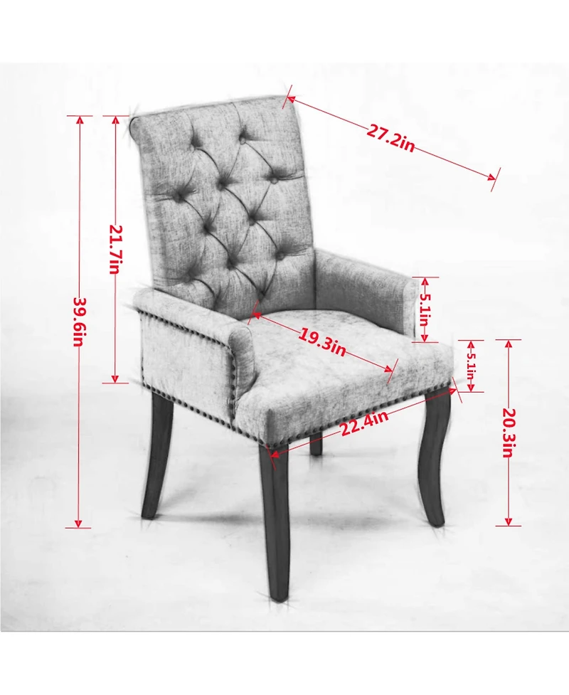 Clihome Upholstered Chenille Fabric Accent Dining Chair, Elegant Tufted Club and Kitchen Armchair