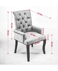 Clihome Upholstered Chenille Fabric Accent Dining Chair, Elegant Tufted Club and Kitchen Armchair
