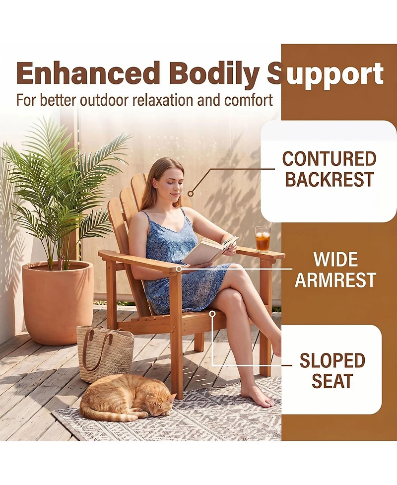 Gymax 4 Piece Stackable Adirondack Chairs with Slatted Backrests and Seats Built-in Armrests