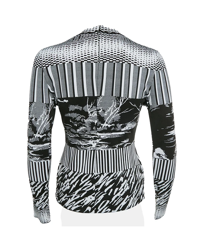 Pre-Owned Balenciaga Women's Mixed-Print Knit Mock Neck Top