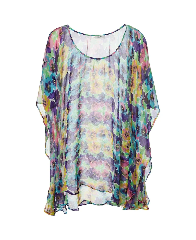Pre-Owned Versace Women's Floral Print Silk Kaftan Top