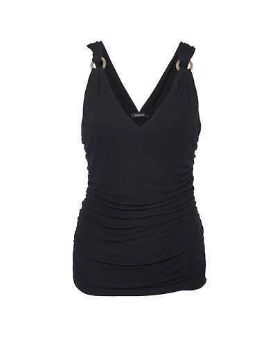 Pre-Owned Versace Women's Versace Ruched Crepe Sleeveless Top with Ring Detail