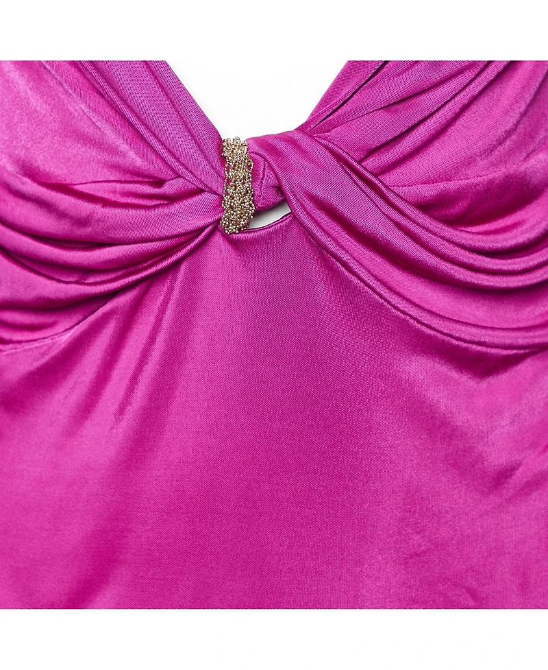 Pre-Owned Versace Women's Embellished Knot-Front Jersey Top