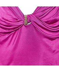 Pre-Owned Versace Women's Embellished Knot-Front Jersey Top