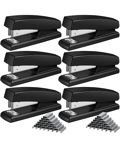 Danrong 6 Pack Metal Desktop Stapler Set With Staples Heavy Duty 25 Sheet Capacity