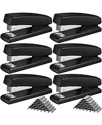Danrong 6 Pack Metal Desktop Stapler Set With Staples Heavy Duty 25 Sheet Capacity