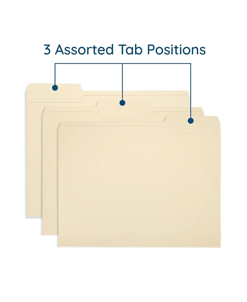 Danrong Manila Folders Letter Size 1 3 Cut Top Tabs Assorted Positions 200 Pack Paper Office Organization
