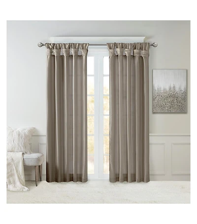 Avobird Twist Tab Lined Window Curtain Panel Pewter 50x120