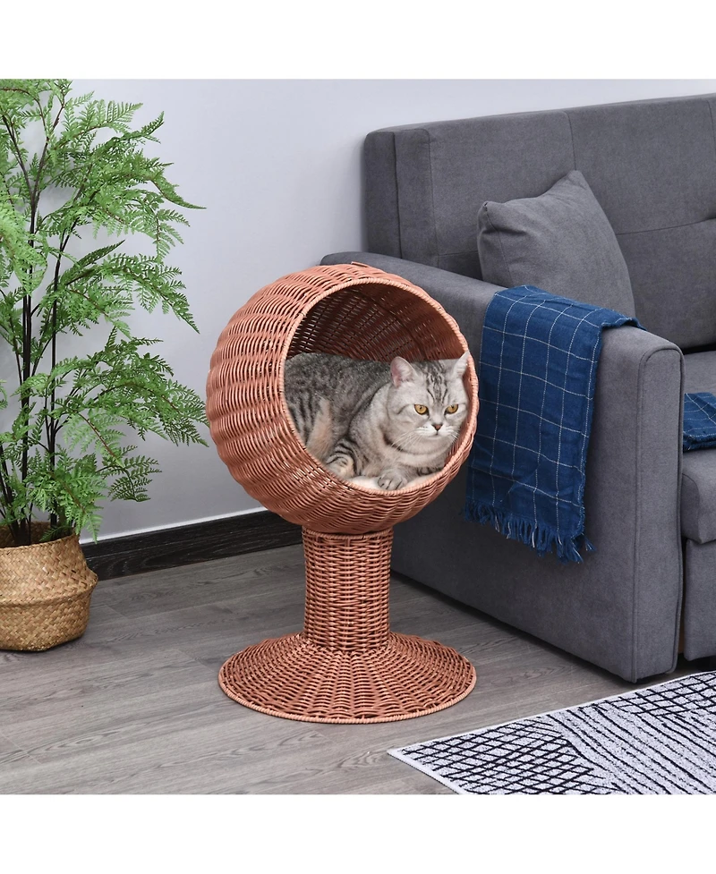 Ruie Elevated Cat Bed with Rotatable Egg Chair Pod and Thick Cushion