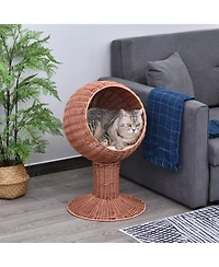 Ruie Elevated Cat Bed with Rotatable Egg Chair Pod and Thick Cushion