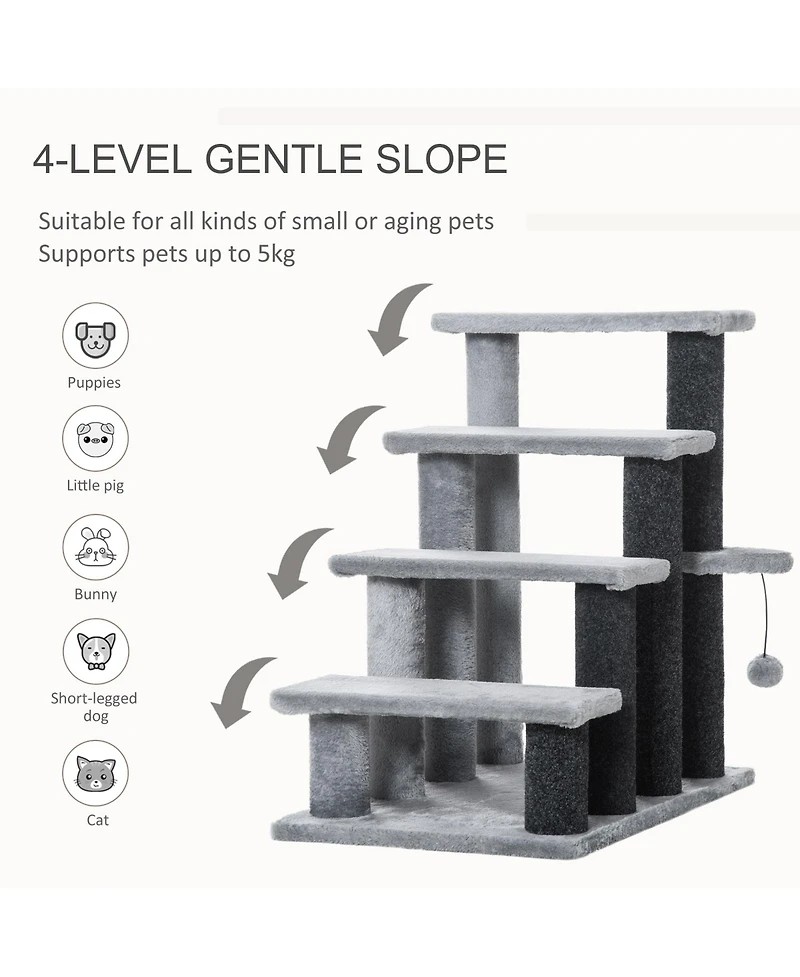 Ruie Cat Stair Steps Tower with Scratching Post and Play Ball
