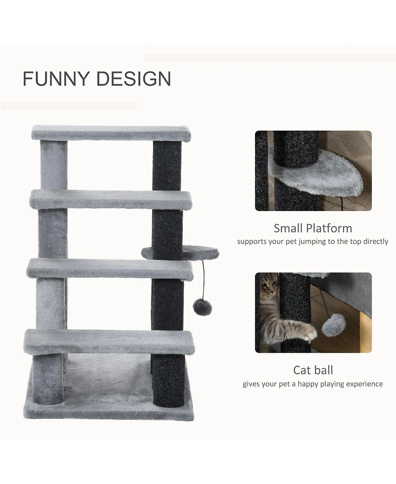 Ruie Cat Stair Steps Tower with Scratching Post and Play Ball