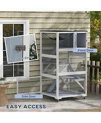 Ruie Outdoor Catio Cat Enclosure on Wheels with Hammock and Platforms