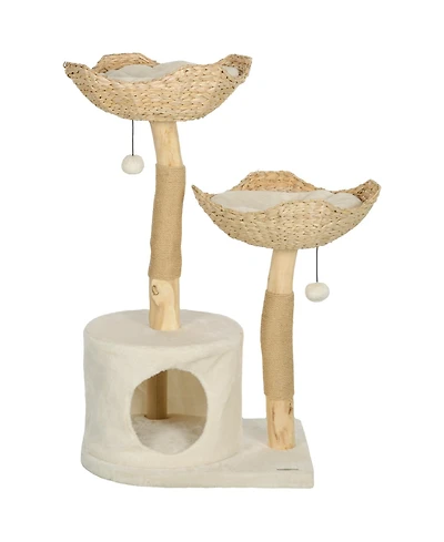 Ruie 37 in Modern Cat Tree with Wooden Scratching Posts and Condo