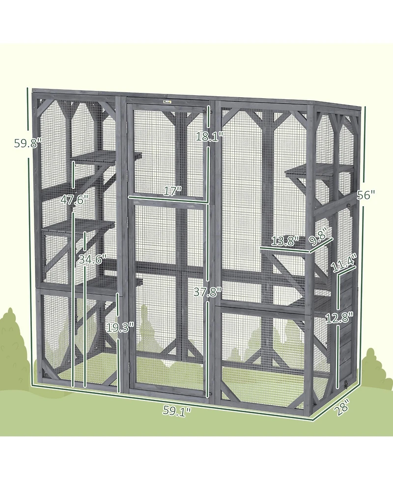 Ruie Large Outdoor Catio Cat House with 6 Jumping Platforms